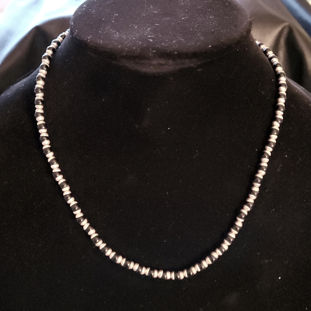 Sterling Silver and Black Stone Necklace